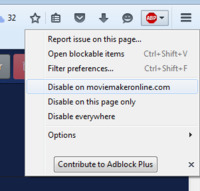 Nonaktifkan Adblock Plus untuk moviemakeronline.com di Firefox